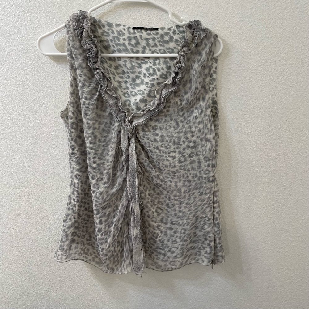 Elie tahari blouse gray white medium